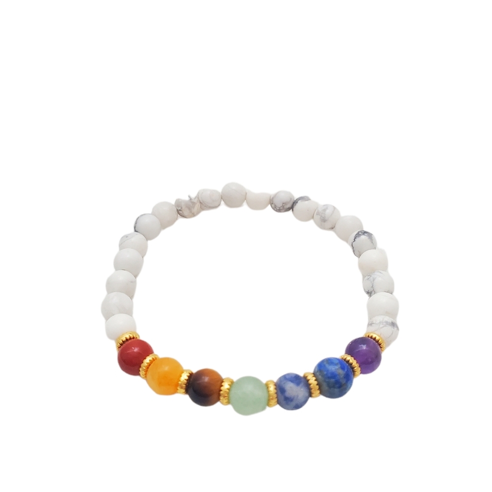 Handmade. 7 Chakra gemstone beaded bracelet